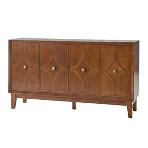 Ema Walnut Mid-century 60 in. Wide Wood Sideboard with Adjustable Shelves