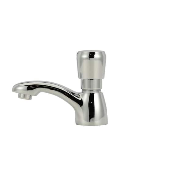 AquaSpec Single-Hole Metering Faucet Deck Mount with 1.0 GPM Spray Outlet 3 3/4 in. Centerline Spout Push-Button Handle