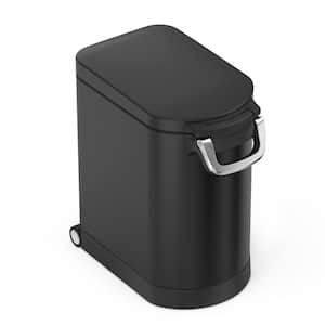 25 Liter Medium Pet Food Storage Container for Dog Food, Cat Food, and Bird Feed, Matte Black Steel