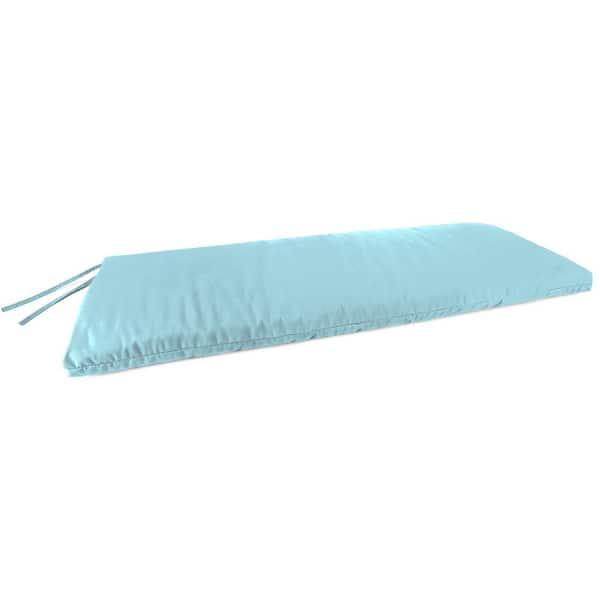 Jordan Manufacturing Sunbrella 48 in. x 18 in. Canvas Mineral Blue Solid Rectangular Knife Edge Outdoor Settee Swing Bench Cushion with Ties