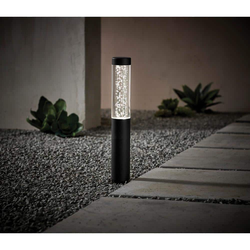 Hampton Bay Andalusia 40 Lumen Low Voltage Hardwired Silver Color Changing Integrated LED Outdoor Bollard Light with Remote