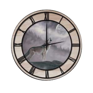 "Kindred Spirit" Woodgrain Accent and Black Numbers Imaged Wall Clock