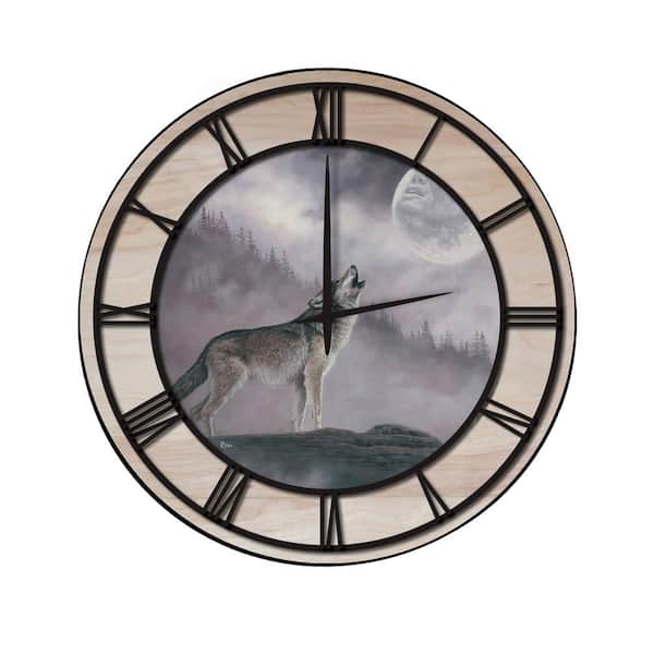 Unbranded "Kindred Spirit" Woodgrain Accent and Black Numbers Imaged Wall Clock