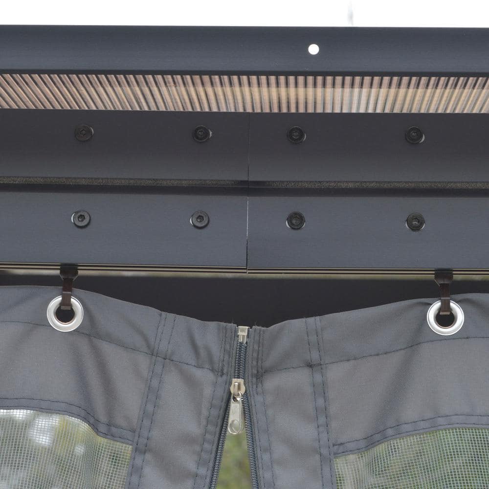 Outsunny 10' x 13' Gray Aluminum Patio Gazebo with Polycarbonate Roof