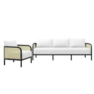Hanalei 2-Piece Aluminum Outdoor Patio Sectional with Ivory White Cushions