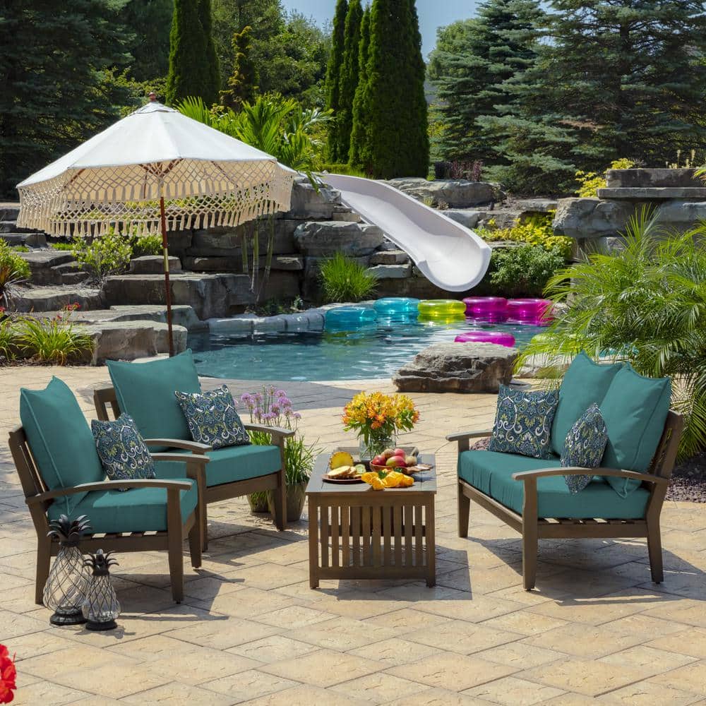 Sapphire Aurora Damask 16" Square Outdoor Throw Pillow Set