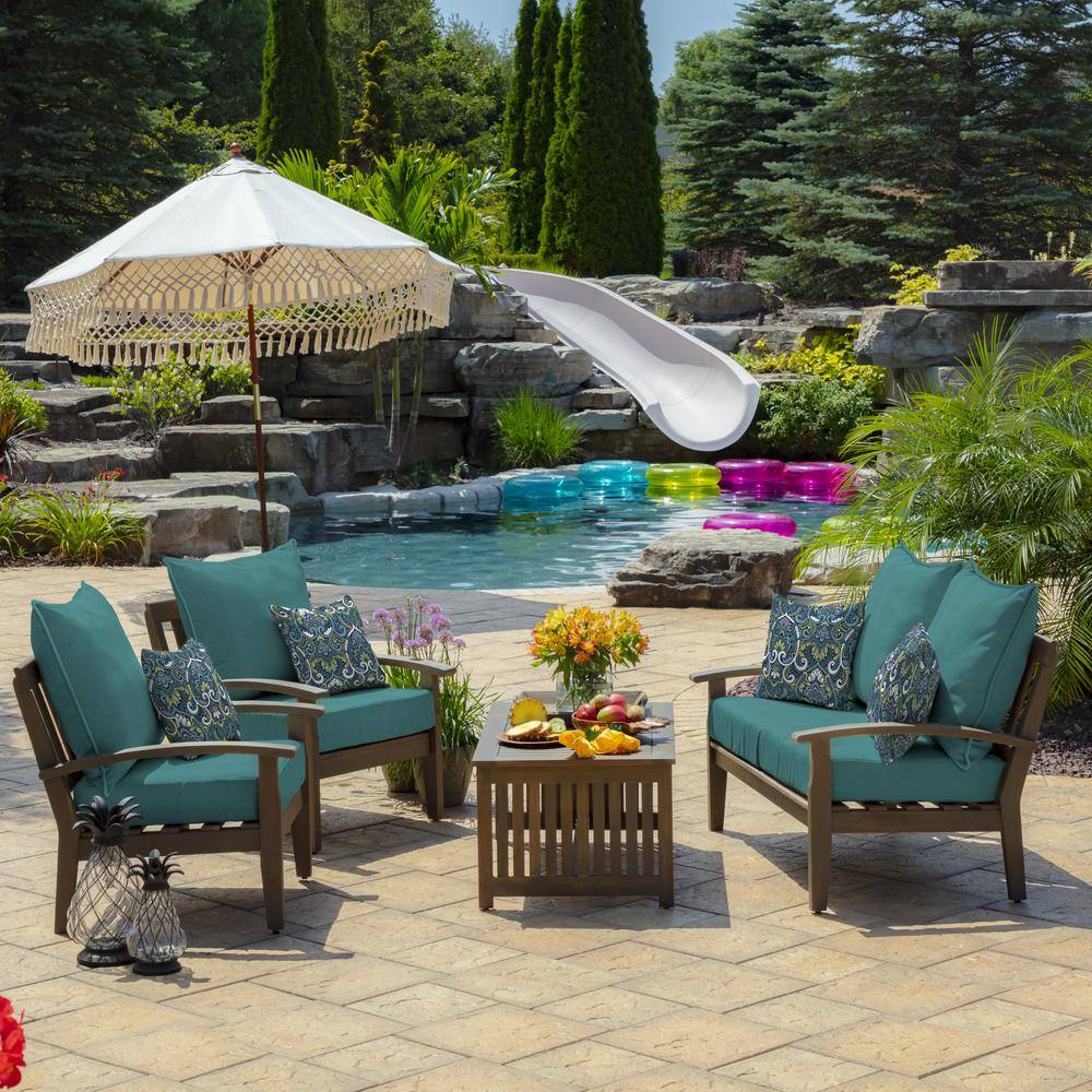 Sapphire Aurora Damask 16" Square Outdoor Throw Pillow Set