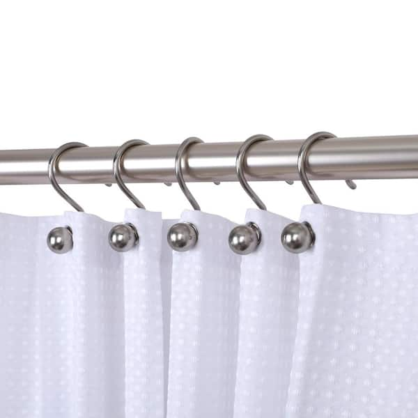 Shower Curtain Hooks, 12 Pcs Shower Curtain Rings, Anti-Fall Metal Brush  Nickel Shower Curtain Hooks, S-Shaped Rust Proof Shower Curtain Hooks Rings