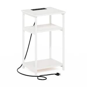 Moretti 13.39 in. White/White Rectangle Wood End Table With USB and Type-C Charging Port