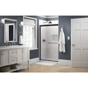Simplicity 48 in. x 70 in. Semi-Frameless Traditional Sliding Shower Door in Bronze with Rain Glass