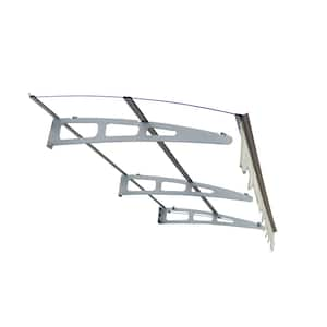 34 in. x 79 in. Transparent Fixed Awning with Valance (Includes Anchor Bolts) Door Window Kit for Wooden House