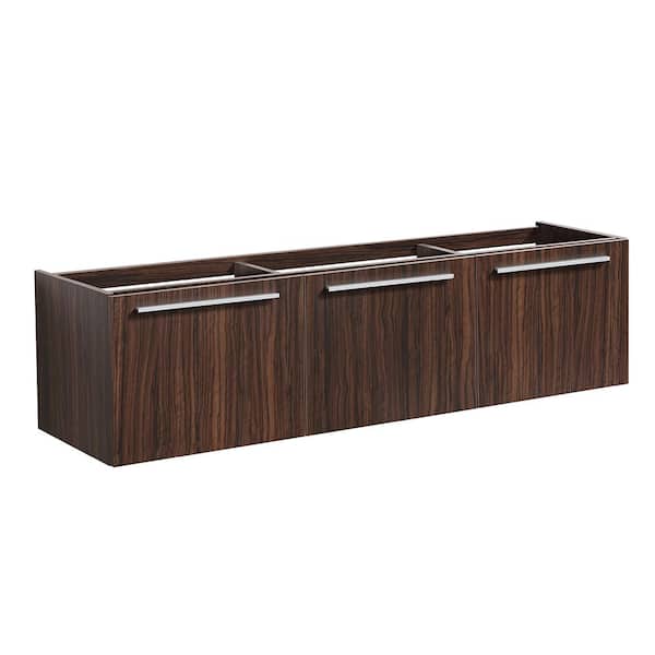 Fresca Vista 60 in. Modern Wall Hung Bath Vanity Cabinet Only in Walnut