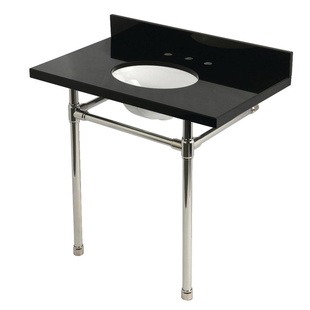 Dreyfuss 36 in. x 22 in. Console Sink Combo in Black Granite/Polished Nickel with Legs price history on PriceWatchPro