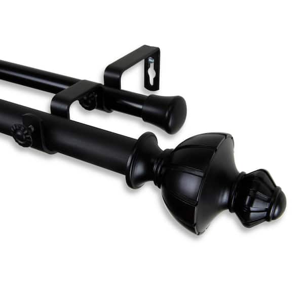 Rod Desyne Jerome 160 in. - 240 in. Adjustable 1 in. Dia Double Curtain Rod in Black