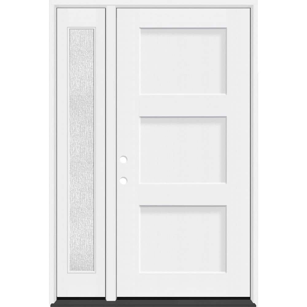 Legacy 53 in. x 80 in. 3P Equal Shaker RHIS Unfinished White Fiberglass Prehung Front Door w/Rain 14 in. SL 6-9/16 Jamb price history on PriceWatchPro