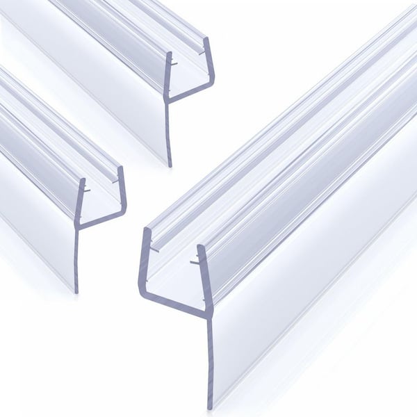 3 Pack Shower Door Seals in Clear, Frameless Glass Door Side Sweep Strips, Effective Water Barrier Guards for Side Door