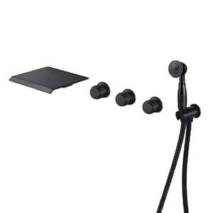 Eleanor 3-Handle Waterfall Wide-Spray High Pressure Tub and Shower Faucet in Matte Black With Valve