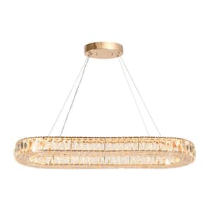 Brusmogan 1-Light dimmable Integrated LED Plating Rose Gold Rectangle Chandelier with Crystals