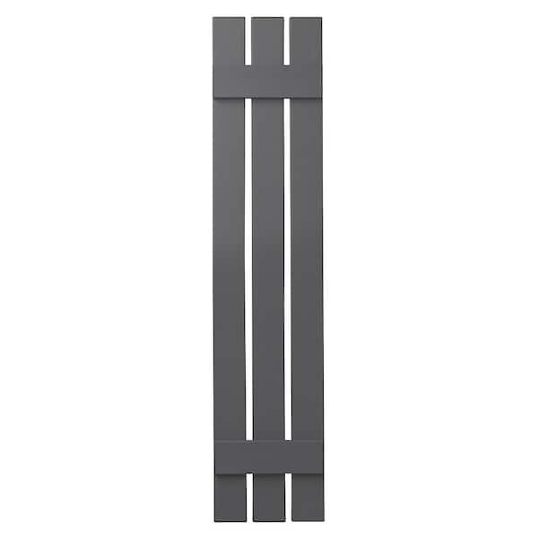 Ply Gem 12 in. x 51 in. Polypropylene 3-Board Open Board and Batten Shutters Pair in Gray
