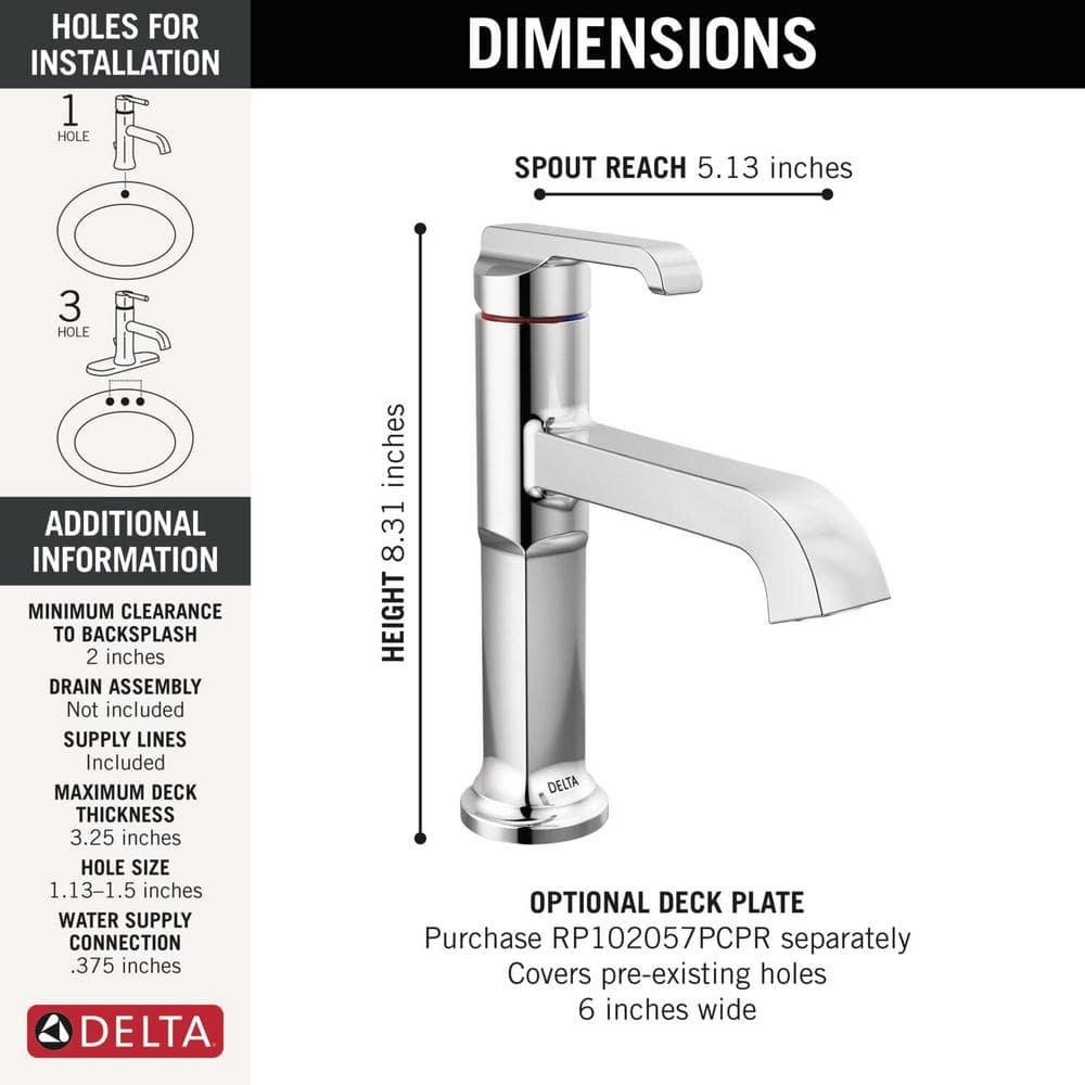 Tetra Polished Chrome Single Handle Bathroom Faucet