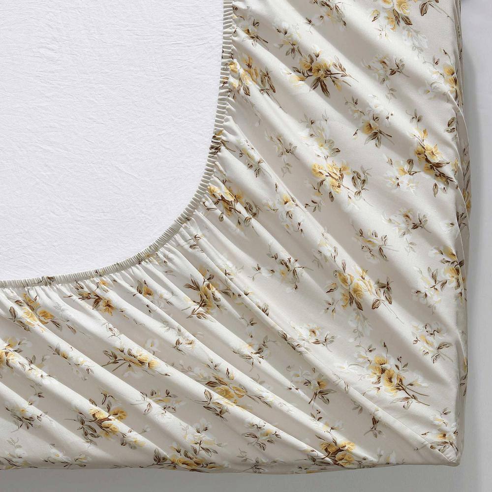Queen Blue Floral Cotton Sateen Sheet Set
