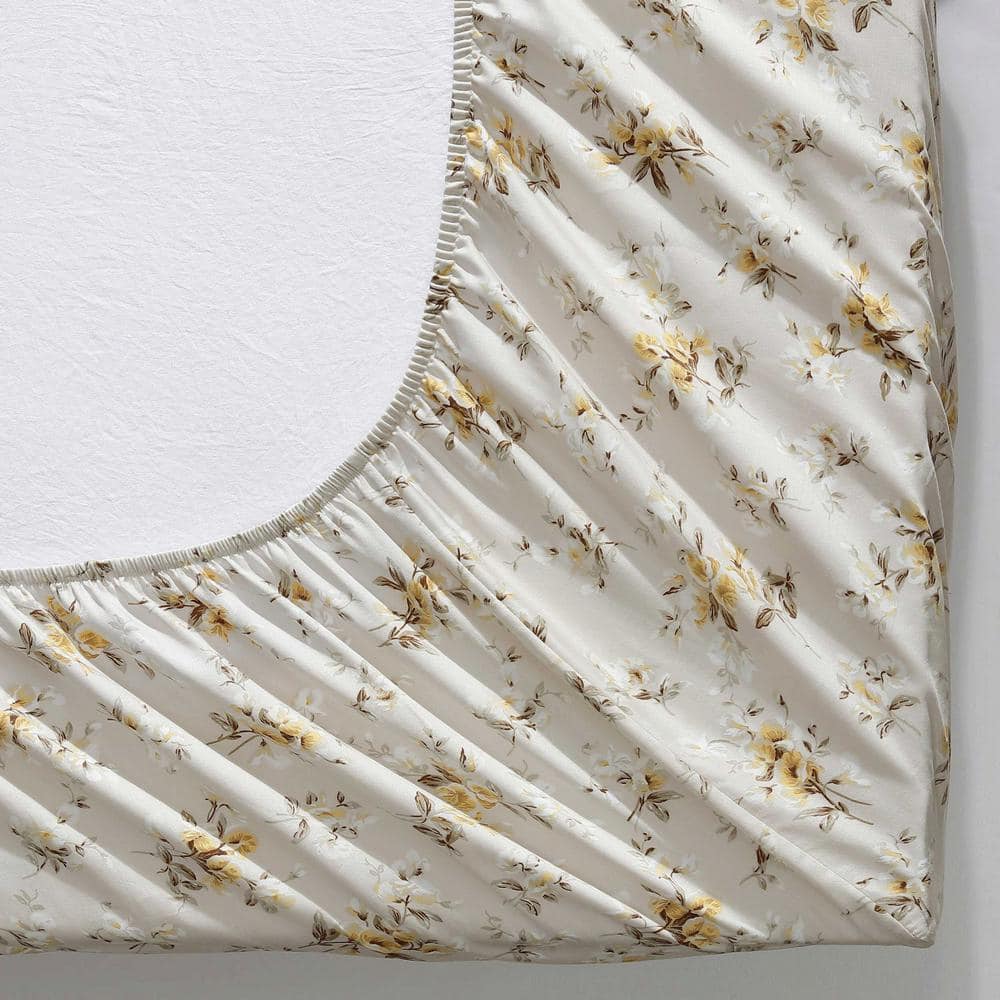 Queen Blue Floral Cotton Sateen Sheet Set