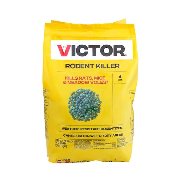 Victor 4LB Rodent Pest Killer - Weather-Resistant, Powerful Formula Eliminates Rats, Mice, and Meadow Voles