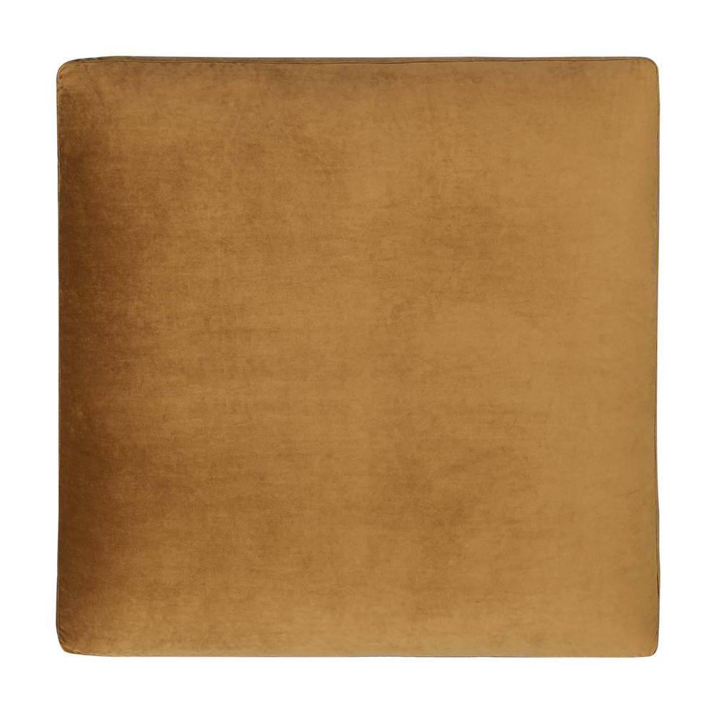 Cognac Brown Luxe Performance Velvet Overstuffed Ottoman