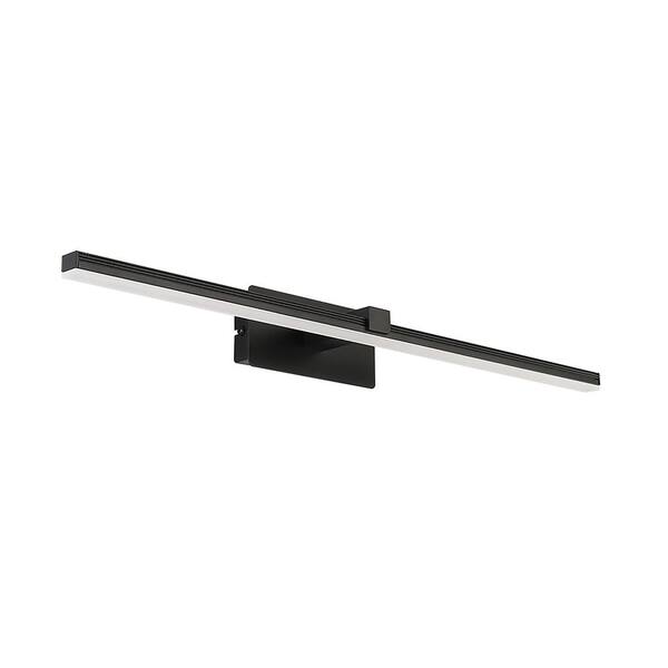 HUOKU Nimbus 23.6 in. 1-Light Black Modern Minimalist LED Wall Sconce ...