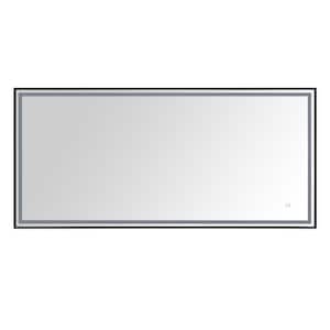 LED 59 in. W x 27.5 in. H Rectangular Stainless Steel Framed Dimmable Wall Bathroom Vanity Mirror in Matte Black