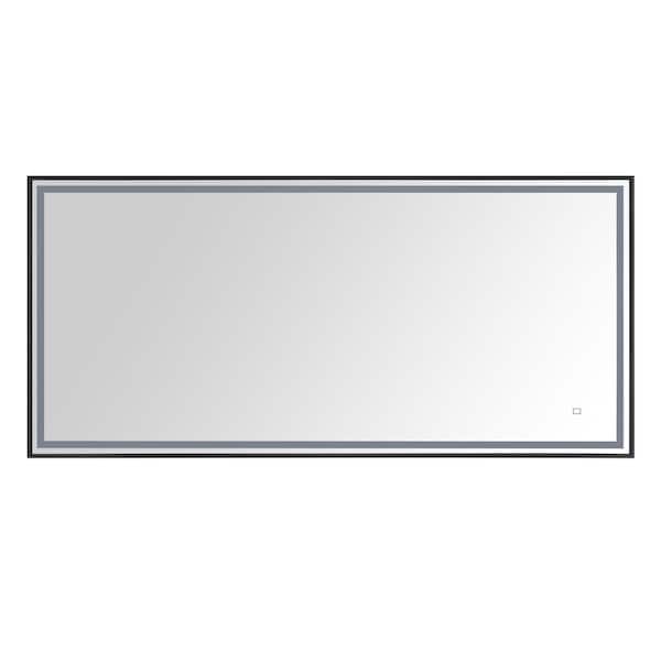 Avanity LED 59 in. W x 27.5 in. H Rectangular Stainless Steel Framed Dimmable Wall Bathroom Vanity Mirror in Matte Black