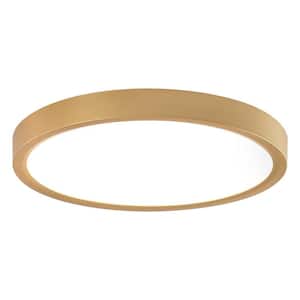 9.06 in. 24-Watt Gold Color Selectable Simple LED Flush Mount with Circle Shade
