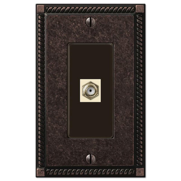 AMERELLE Georgian 1 Gang Coax Metal Wall Plate - Tumbled Aged Bronze