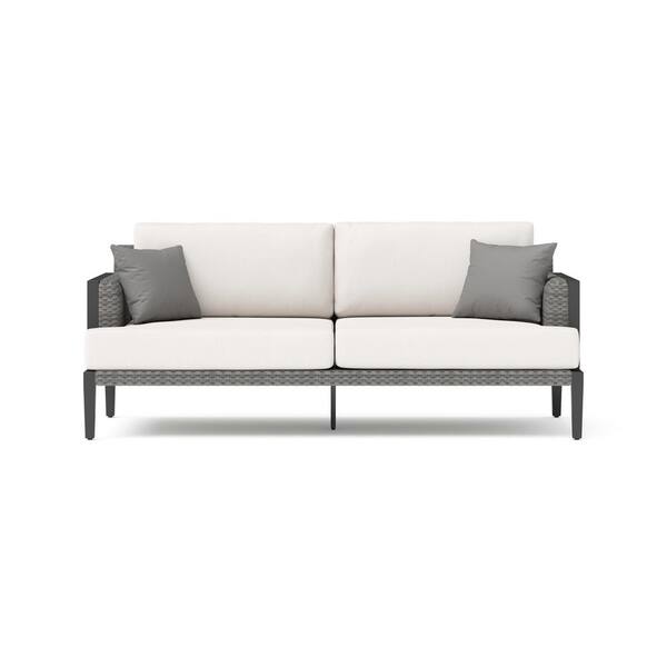 RST BRANDS Vistano Grey Wicker Outdoor 76 in. Couch with