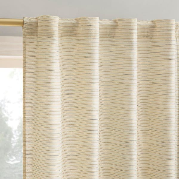 Laurel Space Dyed Textured Taupe Polyester 40 in. W x 84 in. L Back Tab Light Filtering Curtain (Single Panel)