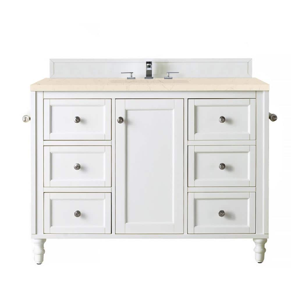 James Martin Copper Cove Encore 86 Double Vanity Set Silver Gray with Makeup Table 3 cm Arctic Fall Solid Surface Top