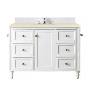 Copper Cove Encore 48 in. W x 23.5 in. D x 36.2 in. H Single Bath Vanity in Bright White with Eternal Marfil Quartz Top