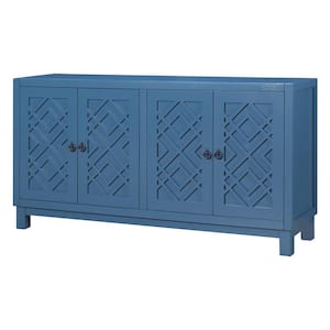 60 in. W x 15.7 in. D x 32 in. H in. Navy Soildwood and MDF Ready to Assemble Floor Base Kitchen Cabinet Sideboard