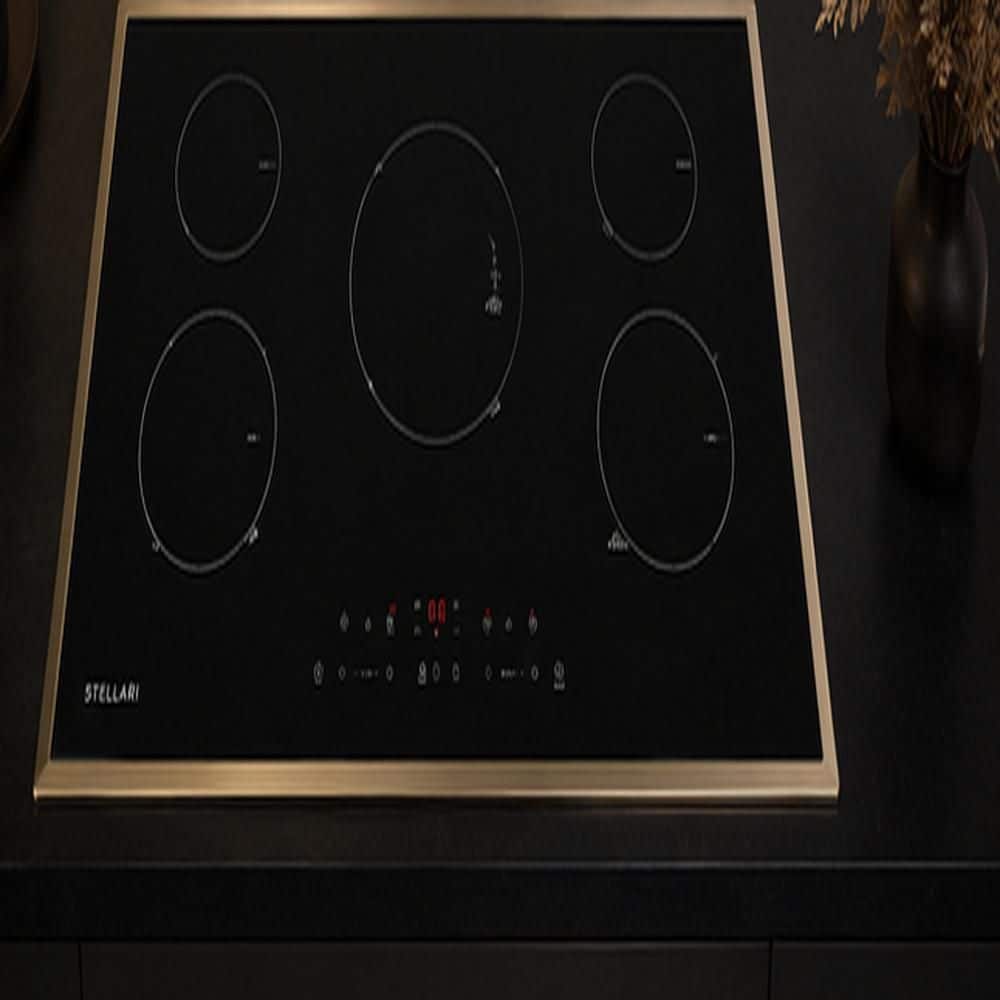 35.4 in. 5 Elements Radiant Electric Ceramic Cooktop in Black with 9-Power Levels, Burner, Knob Control