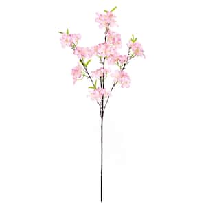 34 in. Light Pink Artificial Apple Cherry Blossom Flower Stem Spray (Set of 4)