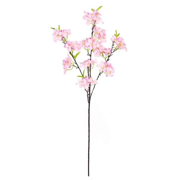 Unbranded 34 in. Light Pink Artificial Apple Cherry Blossom Flower Stem Spray (Set of 4)