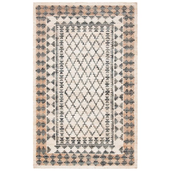 SAFAVIEH Kilim Ivory/Grey 5 ft. x 8 ft. Border Trellis Area Rug