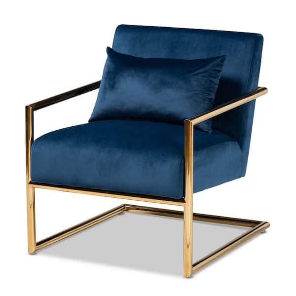 Baxton Studio Mira Navy Blue Velvet Lounge Chair