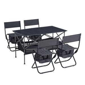 Set of 5, Folding Outdoor Table and Chair Set for Indoor, Outdoor Camping, Picnics, Beach, Backyard