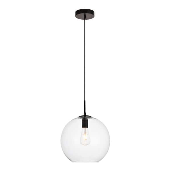 Unbranded Timeless Home 11.8 in. 1-Light Black and Clear Pendant Light, Bulbs Not Included