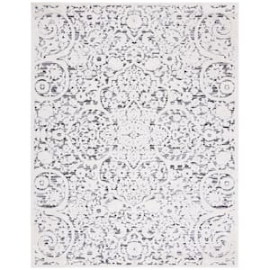 Cabana Ivory/Gray 8 ft. x 10 ft. Medallion Striped Indoor/Outdoor Patio  Area Rug