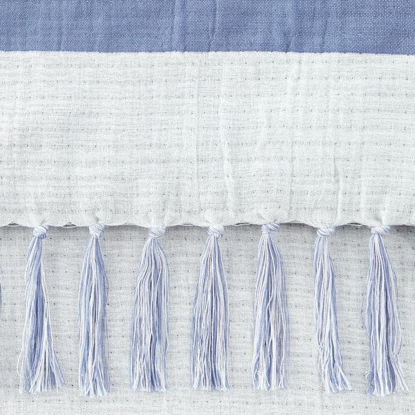 StyleWell Turkish Cotton White and Lake Blue Stripe 6-Piece Fringe