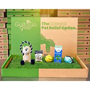 Gotta Go Grass Potty Pad with Tray + Treat + Waste Bags + Waste Bag Dispenser + Toy Ball + Squeaky Toy