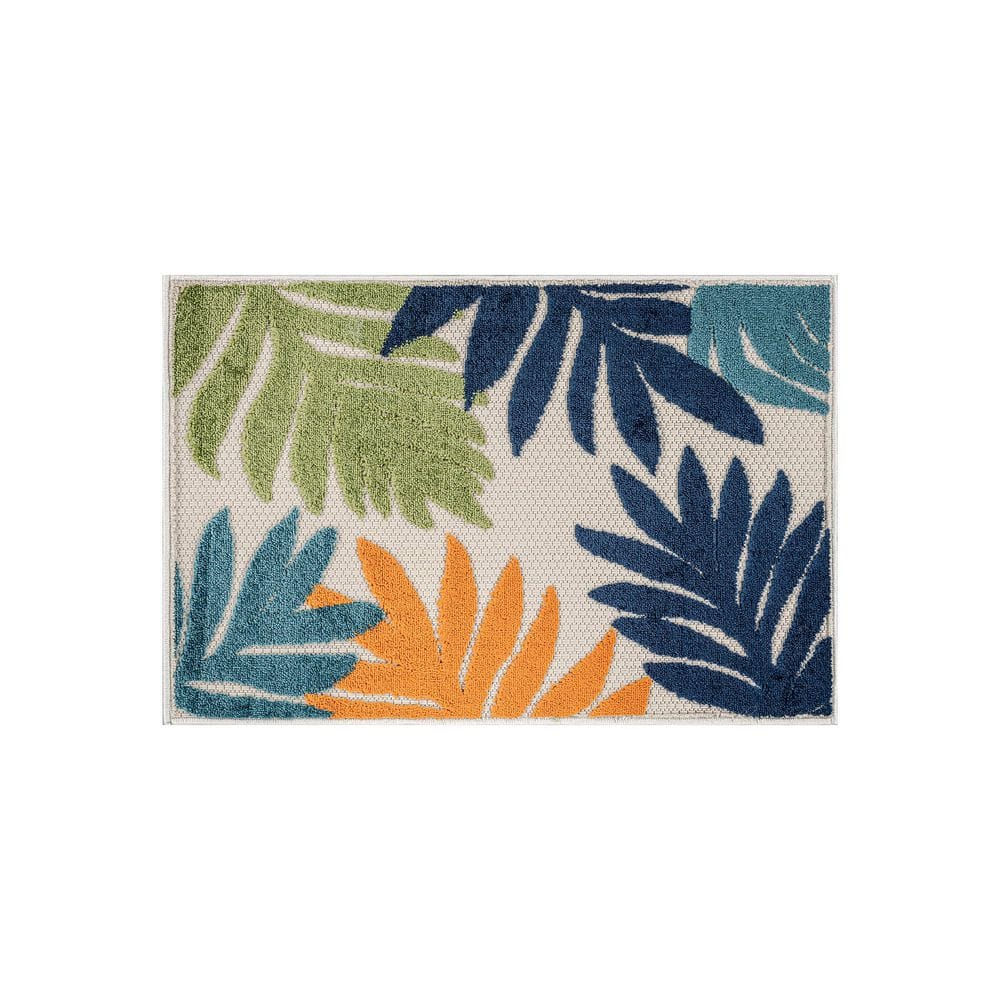Palm Design Indoor/Outdoor High-Low Textured Area Rug, Palm, Easy-Clean Patio Rug 2' x 3' Multi price history on PriceWatchPro