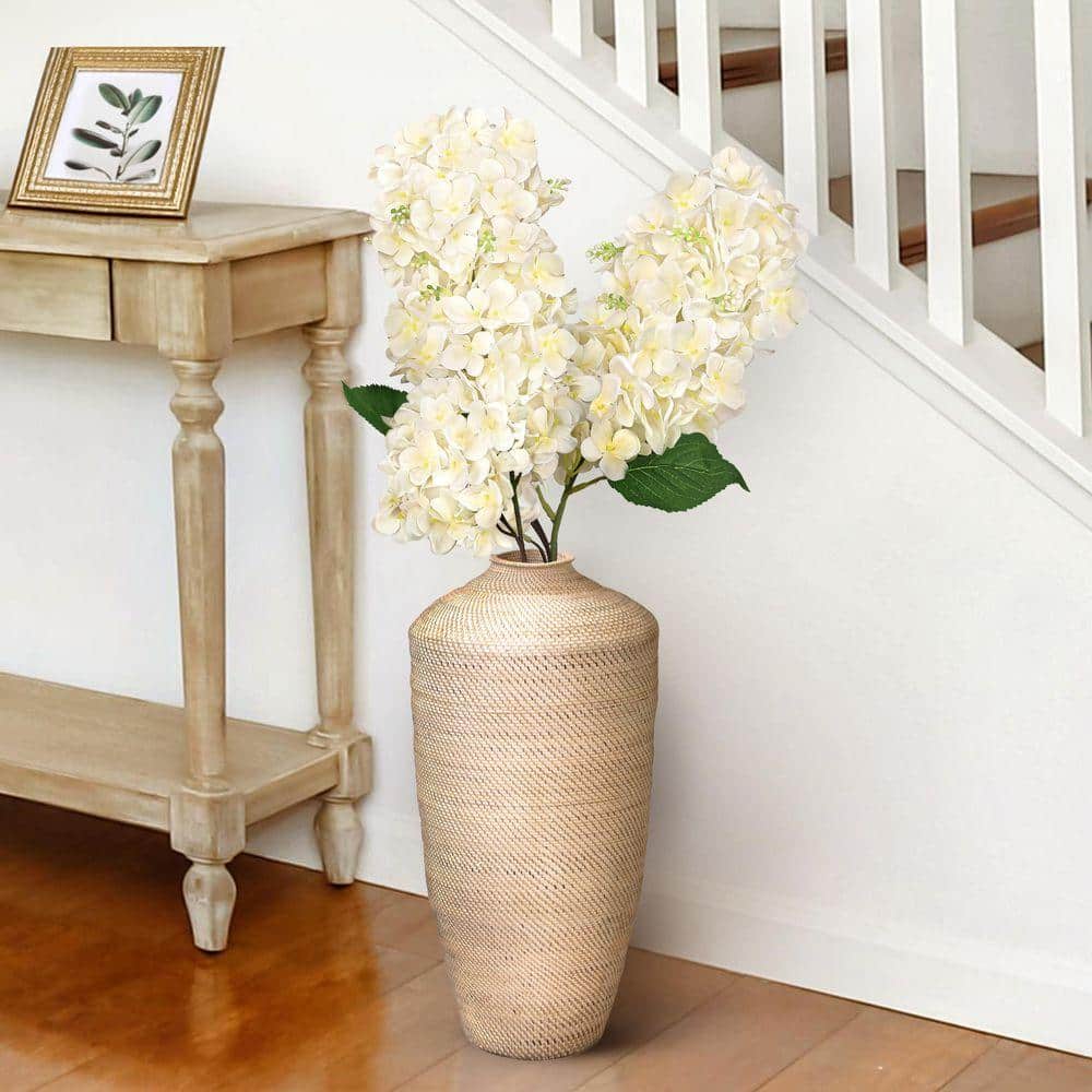 LIVING LUXURY 34 in. Deluxe Ivory Cream Artificial Cone Hydrangea